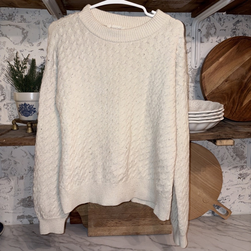 Treasure Bond Cozy Woven Knit Size S Wool Cotton Blend Pullover Sweater